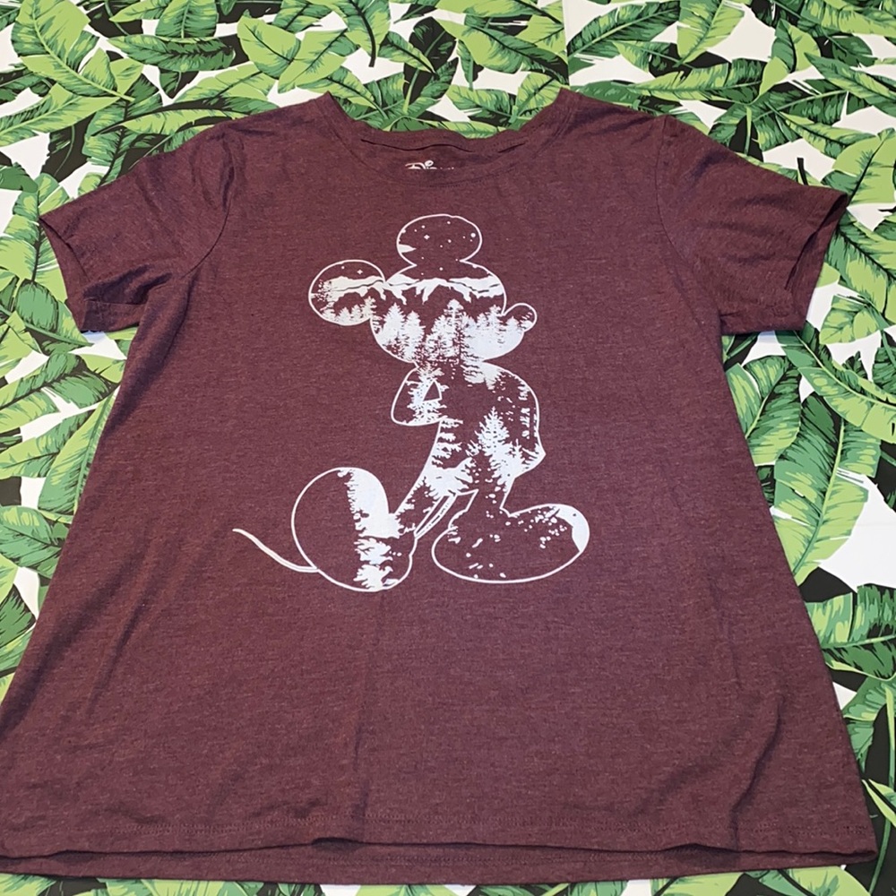 Disney Women’s Small Maroon Shirt w/ Mickey and Mountains